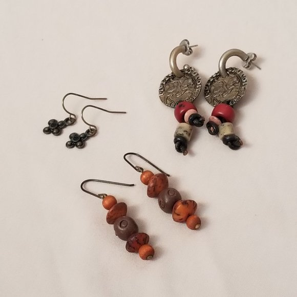 (3) Pair of Beaded Dangle Drop Bohemian Style Earrings for Pierced Ears - Picture 1 of 11